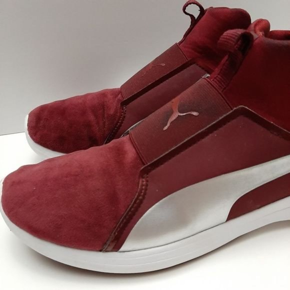 PUMA Rebel Mid-Top Slip-On Sneakers Shoes Burgundy Red Sz 9 - Picture 9 of 16